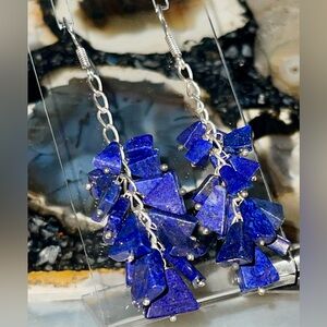 Lapis Lazuli Crystal Earrings 2 1/2”